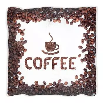 Подушка Wallario Premium, мягкая поверхность, с надписью «кофе» из кофейных зерен, размер: 60 x 60 см, с белой спинкой