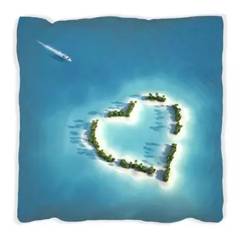 Подушка Wallario Premium, мягкая поверхность, с островом с сердечком, размер: 60 x 60 см, с белой спинкой