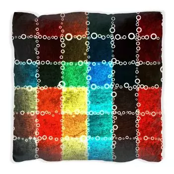 Подушка Wallario Premium, мягкая поверхность, с ярким лоскутным узором из кругов, размер: 60 х 60 см, с белой спинкой