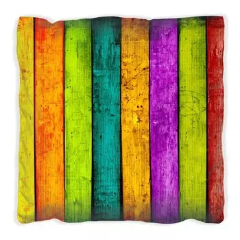 Подушка Wallario Premium, мягкая поверхность, с ярким древесным мотивом - разноцветные полосы с цветом и структурой дерева, размер: 60 х 60 см, с белой спинкой
