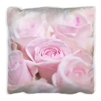Подушка Wallario Premium, мягкая поверхность, с розовыми лепестками роз в виде букета, размер: 40 х 40 см, с белой спинкой