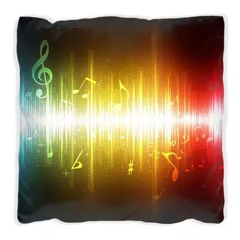 Подушка Wallario Premium, мягкая поверхность, с сине-желтым мотивом нот, размер: 60 x 60 см, с белой спинкой