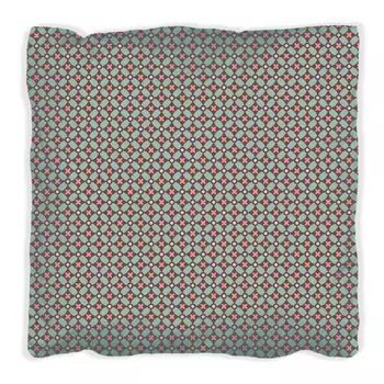 Подушка Wallario Premium, мягкая поверхность, с узором из крестов, кругов и квадратов, красного, коричневого и зеленого цвета, размер: 60 x 60 см, с белой спинкой