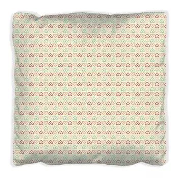 Подушка Wallario Premium, мягкая поверхность, с узором в виде сердечек красного, желтого и зеленого цветов, симметрично, размер: 40 x 40 см, с белой спинкой