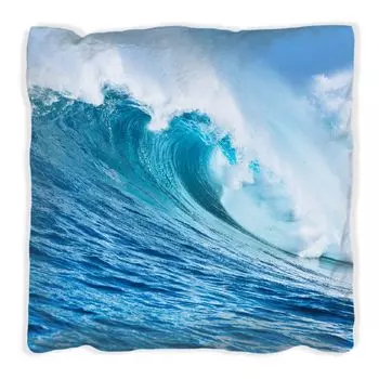 Подушка Wallario Premium, мягкая поверхность, с впечатляющим мотивом «Волны в океане», размер: 60 x 60 см, с белой спинкой
