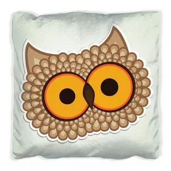 Подушка Wallario Premium, мягкая поверхность, с забавным мультяшным мотивом совы с большими глазами, размер: 40 х 40 см, с белой спинкой