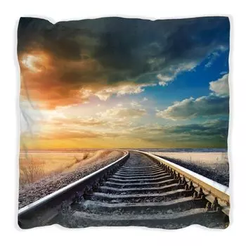 Подушка Wallario Premium, мягкая поверхность, с железнодорожными путями в неизведанный мотив, размер: 60 x 60 см, с белой спинкой