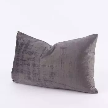 Подушка винтажный велюр серая 50х30см Blyco
