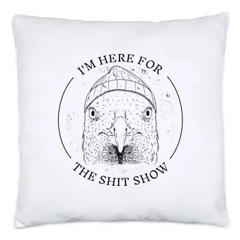 Подушка «Я здесь для шоу дерьма» Hippster Hipp Чайка Птица «Дерьмо шоу» Творческий любитель животных Fineline Drawing Hey!Print
