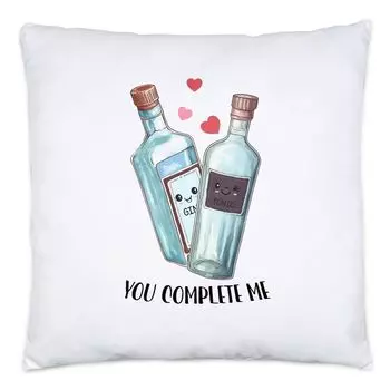 Подушка You Complete Me с наполнителем Джин-тоник День святого Валентина Девушка Парень Сладкий подарок Идея для пары Любовь Hey!Print