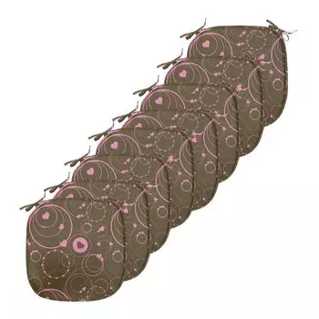 Подушки ABAKUHAUS Hearts для стульев для столовой, круги ко Дню святого Валентина, декоративная водонепроницаемая подушка с ремнями для кухонных сидений, 40 см x 40 см — упаковка из 8 шт., розовый