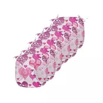Подушки ABAKUHAUS Hearts для стульев для столовой, дизайн «Символы любви», декоративная водонепроницаемая подушка с ремнями для кухонных сидений, 40 см x 40 см — упаковка из 6 шт., Розовый Фиолетовый Розовый