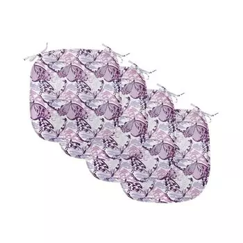 Подушки для обеденного стула ABAKUHAUS Butterfly, камуфляж Purple Wings, декоративная водонепроницаемая подушка с ремнями для кухонных сидений, 40 см x 40 см — упаковка из 4 шт., лавандово-фиолетовый фиолетовый