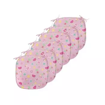 Подушки для обеденного стула ABAKUHAUS Candy, Creative Delicious Fruit, декоративная водонепроницаемая подушка с ремнями для кухонных сидений, 40 см x 40 см — упаковка из 6 шт., бледно-розовый, пурпурный, мятный