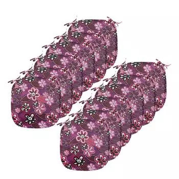 Подушки для обеденного стула ABAKUHAUS Flower, современная декоративная водонепроницаемая подушка с натуральными цветочными листьями и ремнями для кухонных сидений, 40 см x 40 см — упаковка из 12 шт., белый фиолетовый