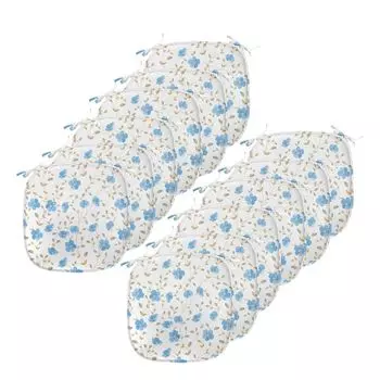 Подушки для обеденного стула ABAKUHAUS Flower, вихрь из полевых цветов, декоративная водонепроницаемая подушка с ремнями для кухонных сидений, 40 см x 40 см — упаковка из 12 шт., синий резеда зеленый, белый