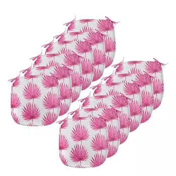 Подушки для обеденного стула ABAKUHAUS Leaf, акварельные розовые листья, декоративная водонепроницаемая подушка с ремнями для кухонных сидений, 40 см x 40 см — упаковка из 12 шт., ярко-розовый кокос