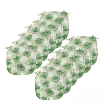 Подушки для обеденного стула ABAKUHAUS Leaf, листва пальмового острова, декоративная водонепроницаемая подушка с ремнями для кухонных сидений, 40 см x 40 см — упаковка из 12 шт., зеленый, светло-зеленый, белый