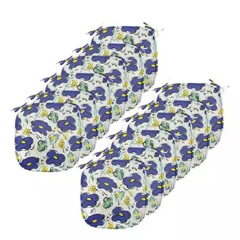 Подушки для обеденного стула ABAKUHAUS Leaf, полосы в полоску, декоративная водонепроницаемая подушка с ремнями для кухонных сидений, 40 см x 40 см — упаковка из 12 шт., мятно-зеленый, темно-синий