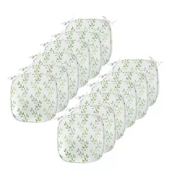 Подушки для обеденного стула ABAKUHAUS Leaf, симметричные оливковые листья, декоративная водонепроницаемая подушка с ремнями для кухонных сидений, 40 см x 40 см — упаковка из 12 шт., зеленый