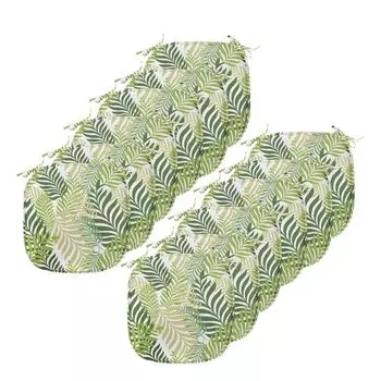 Подушки для обеденного стула ABAKUHAUS Leaf, тропические экзотические пальмы, декоративная водонепроницаемая подушка с ремнями для кухонных сидений, 40 см x 40 см — упаковка из 12 шт., цвет: экрю, бежевый
