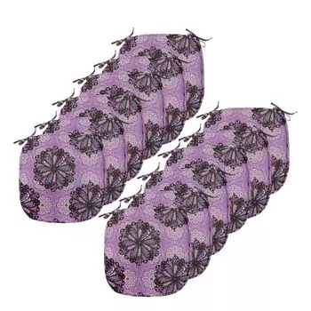 Подушки для обеденного стула ABAKUHAUS Purple Mandala, винтажный бохо, декоративная водонепроницаемая подушка с ремнями для кухонных сидений, 40 см x 40 см — упаковка из 12 шт., черно-фиолетовое красное дерево