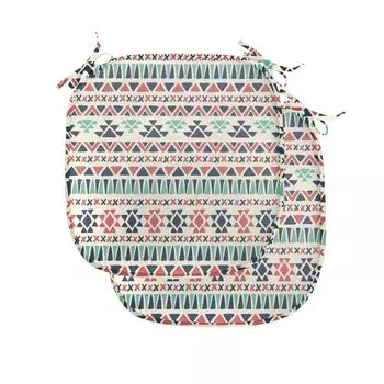 Подушки для обеденного стула ABAKUHAUS в этническом стиле, местное искусство, декоративная водонепроницаемая подушка с ремнями для кухонных сидений, 40 см x 40 см — упаковка из 2 шт., темно-синий, морской зеленый