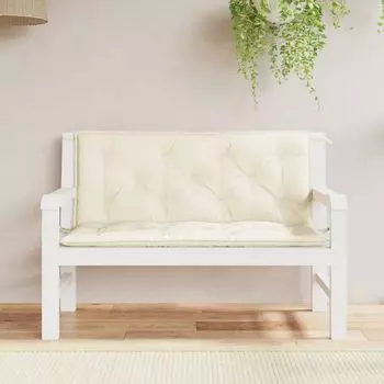 Подушки для садовой скамейки vidaXL, 2 шт., кремово-белые, 120x50x7 см, ткань Оксфорд - подушка для садовой скамейки - подушки для садовой скамейки - подушка для садовой скамейки - подушка для сиденья садовой скамейки, белый