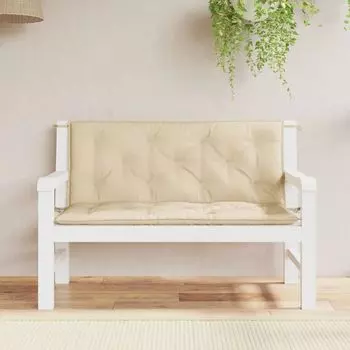 Подушки для садовой скамейки vidaXL, 2 шт., бежевые, 120x50x7 см, ткань Оксфорд - подушка для садовой скамейки - подушки для садовой скамейки - подушка для садовой скамейки - подушка для сиденья садовой скамейки, бежевый