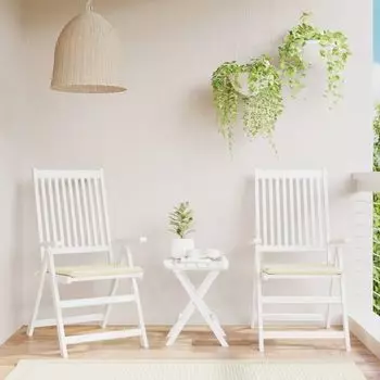 Подушки для садовых стульев vidaXL 2 шт. кремовые 40x40x3 см Ткань Оксфорд - подушки на стулья - подушки на стулья - подушки - уличные подушки, бежевый
