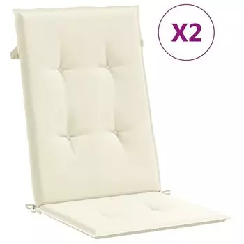 Подушки для садовых стульев vidaXL на стулья с высокой спинкой 2 шт. Ткань кремового цвета 120х50х3см.