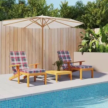 Подушки для шезлонга KAMELUN, 2 шт., ткань Оксфорд в красную клетку