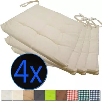 Подушки на кресло Nizza 38х38 см, в упаковке 4 подушки для сиденья с стежкой, цвет: синий в клетку NYVI, бежевый