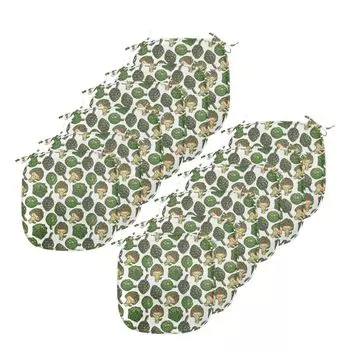 Подушки на обеденный стул ABAKUHAUS Artichoke, натуральная декоративная водонепроницаемая подушка для здорового питания с ремнями для кухонных сидений, 40 см x 40 см — упаковка из 12 шт., цвет папоротника зеленый