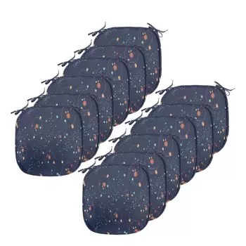 Подушки на обеденный стул ABAKUHAUS Astrology, Galaxy Mystic Universe, декоративная водонепроницаемая подушка с ремнями для кухонных сидений, 40 см x 40 см — упаковка из 12 шт., бирюзовый темно-синий, коричневый