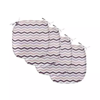 Подушки на обеденный стул ABAKUHAUS Aubergine, зигзагообразные волнистые формы, декоративная водонепроницаемая подушка с ремнями для кухонных сидений, 40 см x 40 см — упаковка из 4 шт., бледно-розовый фиолетовый, белый