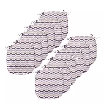 Подушки на обеденный стул ABAKUHAUS Aubergine, зигзагообразные волнистые формы, декоративная водонепроницаемая подушка с ремнями для кухонных сидений, 40 см x 40 см — упаковка из 12 шт., бледно-розовый фиолетовый, белый