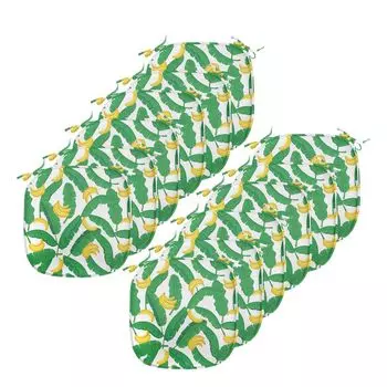 Подушки на обеденный стул ABAKUHAUS Botanik, Banana Art, декоративная водонепроницаемая подушка с ремнями для кухонных сидений, 40 x 40 см — упаковка из 12 шт., Hunter Green Yellow, зеленый