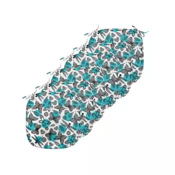 Подушки на обеденный стул ABAKUHAUS Butterflies, Abstract Wildlife, декоративная водонепроницаемая подушка с ремнями для кухонных сидений, 40 см x 40 см — упаковка из 6 шт., небесно-голубой, черный, белый