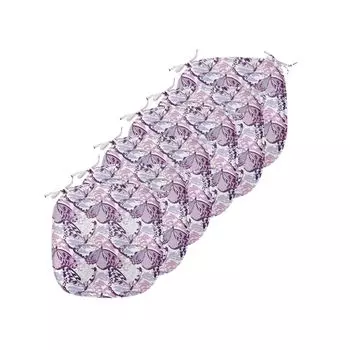 Подушки на обеденный стул ABAKUHAUS Butterfly, камуфляж Purple Wings, декоративная водонепроницаемая подушка с ремнями для кухонных сидений, 40 см x 40 см — упаковка из 6 шт., лавандово-фиолетовый