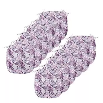 Подушки на обеденный стул ABAKUHAUS Butterfly, камуфляж Purple Wings, декоративная водонепроницаемая подушка с ремнями для кухонных сидений, 40 см x 40 см — упаковка из 12 шт., лавандово-фиолетовый фиолетовый