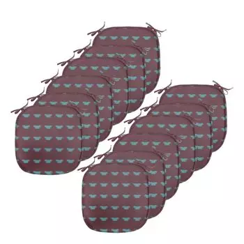 Подушки на обеденный стул ABAKUHAUS Butterfly, синие крылья на темном фоне, декоративная водонепроницаемая подушка с ремнями для кухонных сидений, 40 см x 40 см — упаковка из 12 шт., темно-бордовый и бирюзовый, коричневый