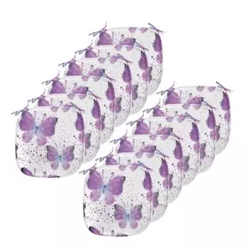 Подушки на обеденный стул ABAKUHAUS Butterfly, современный эффект поли, декоративная водонепроницаемая подушка с ремнями для кухонных сидений, 40 см x 40 см — упаковка из 12 шт., фиолетовый, светло-синий, белый