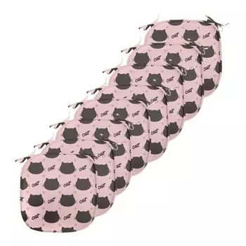 Подушки на обеденный стул ABAKUHAUS Cat, силуэты головы в горошек Girly, декоративная водонепроницаемая подушка с ремнями для кухонных сидений, 40 см x 40 см — упаковка из 8 шт., коричнево-коралловый красный
