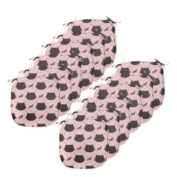 Подушки на обеденный стул ABAKUHAUS Cat, силуэты головы в горошек Girly, декоративная водонепроницаемая подушка с ремнями для кухонных сидений, 40 см x 40 см — упаковка из 12 шт., коричневый, кораллово-красный