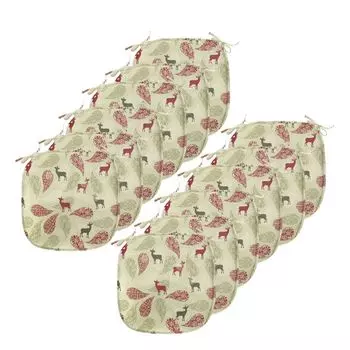 Подушки на обеденный стул ABAKUHAUS Deer, изысканная фигурка животного, декоративная водонепроницаемая подушка с ремнями для кухонных сидений, 40 см x 40 см — упаковка из 12 шт., оливково-зеленый, светло-зеленый, бежевый