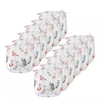 Подушки на обеденный стул ABAKUHAUS Flamingo, акварель с птицами цапли, декоративная водонепроницаемая подушка с ремнями для кухонных сидений, 40 см x 40 см — упаковка из 12 шт., серо-белый киноварь