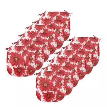Подушки на обеденный стул ABAKUHAUS Flower, сезонная романтическая весна, декоративная водонепроницаемая подушка с ремнями для кухонных сидений, 40 см x 40 см — упаковка из 12 шт., ярко-розовый ярко-красный