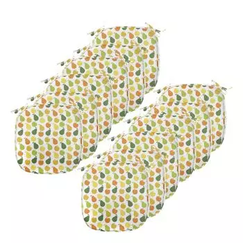 Подушки на обеденный стул ABAKUHAUS Fruit, Apple Pears Fresh Garden, декоративная водонепроницаемая подушка с ремнями для кухонных сидений, 40 см x 40 см — упаковка из 12 шт., Hunter Green Yellow, зеленый