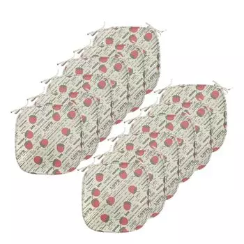 Подушки на обеденный стул ABAKUHAUS Fruit, Retro Strawberry Love, декоративная водонепроницаемая подушка с ремнями для кухонных сидений, 40 см x 40 см — упаковка из 12 шт., армейско-зеленый рубиновый цвет яичной скорлупы, белый